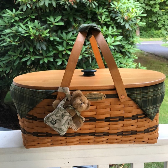 Vtg ‘99 LONGABERGER Generosity Basket 9-Piece Set RARE Inserts Green Plaid NEW